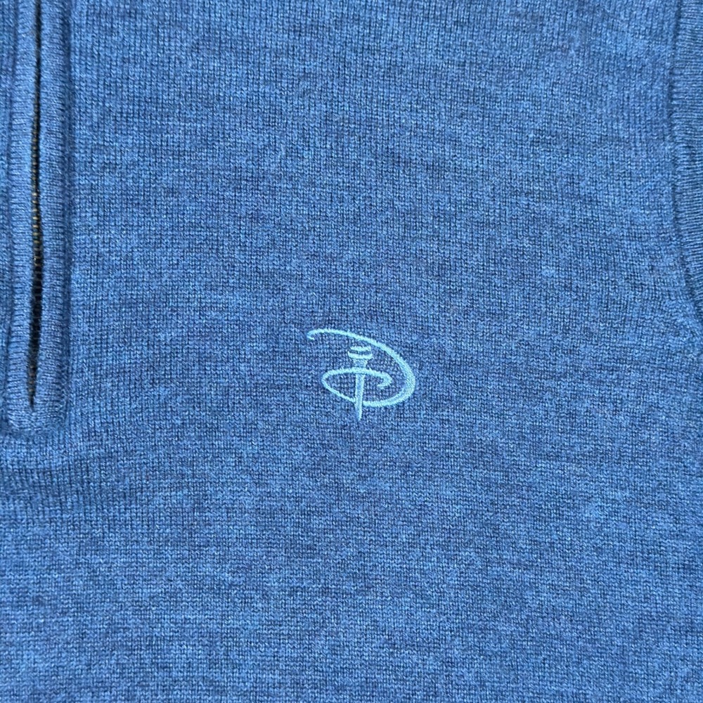 Peter Millar Sweater Vest Mens M Blue 100% Merino Wool Quarter Zip Disney Golf - Picture 2 of 7